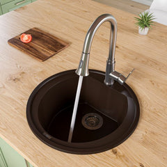 ALFI 20" Drop-In Round Granite Composite Kitchen Prep Sink - AB2020DI - The Home Selection