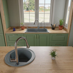 ALFI 20" Drop-In Round Granite Composite Kitchen Prep Sink - AB2020DI - The Home Selection