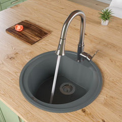 ALFI 20" Drop-In Round Granite Composite Kitchen Prep Sink - AB2020DI - The Home Selection