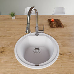 ALFI 20" Drop-In Round Granite Composite Kitchen Prep Sink - AB2020DI - The Home Selection