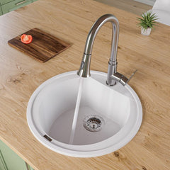 ALFI 20" Drop-In Round Granite Composite Kitchen Prep Sink - AB2020DI - The Home Selection