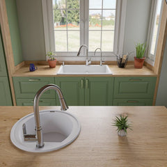 ALFI 20" Drop-In Round Granite Composite Kitchen Prep Sink - AB2020DI - The Home Selection