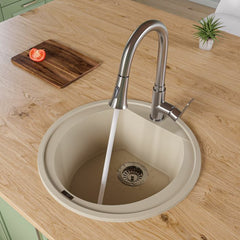 ALFI 20" Drop-In Round Granite Composite Kitchen Prep Sink - AB2020DI - The Home Selection