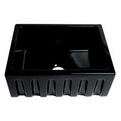 ALFI 24" Reversible Smooth / Fluted Single Bowl Fireclay Farm Sink - AB2418HS - The Home Selection