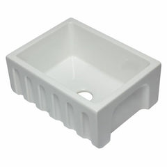 ALFI 24" Reversible Smooth / Fluted Single Bowl Fireclay Farm Sink - AB2418HS - The Home Selection