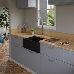 ALFI 24" Reversible Smooth / Fluted Single Bowl Fireclay Farm Sink - AB2418HS - The Home Selection