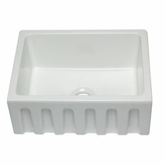 ALFI 24" Reversible Smooth / Fluted Single Bowl Fireclay Farm Sink - AB2418HS - The Home Selection