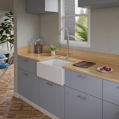 ALFI 24" Reversible Smooth / Fluted Single Bowl Fireclay Farm Sink - AB2418HS - The Home Selection