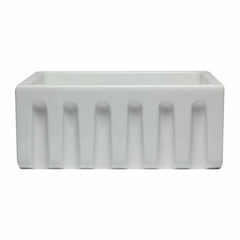 ALFI 24" Reversible Smooth / Fluted Single Bowl Fireclay Farm Sink - AB2418HS - The Home Selection