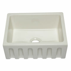 ALFI 24" Reversible Smooth / Fluted Single Bowl Fireclay Farm Sink - AB2418HS - The Home Selection