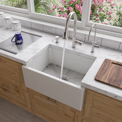 ALFI 24" Smooth Thick Wall Fireclay Single Bowl Farm Sink - AB2418SB - The Home Selection