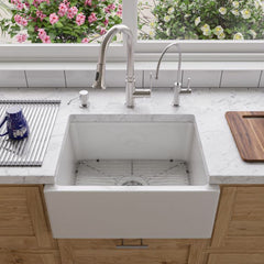 ALFI 24" Smooth Thick Wall Fireclay Single Bowl Farm Sink - AB2418SB - The Home Selection