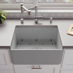 ALFI 24" x 18" Smooth Apron Single Bowl Fireclay Farm Sink - ABF2418 - The Home Selection