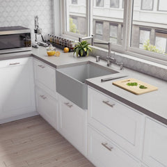 ALFI 24" x 18" Smooth Apron Single Bowl Fireclay Farm Sink - ABF2418 - The Home Selection