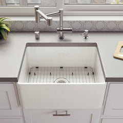 ALFI 24" x 18" Smooth Apron Single Bowl Fireclay Farm Sink - ABF2418 - The Home Selection