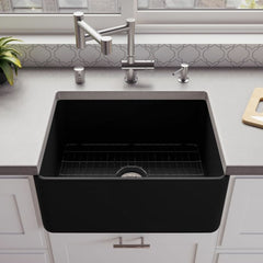 ALFI 24" x 18" Smooth Apron Single Bowl Fireclay Farm Sink - ABF2418 - The Home Selection
