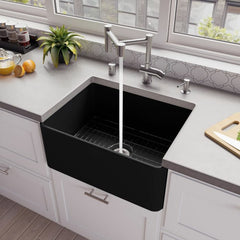 ALFI 24" x 18" Smooth Apron Single Bowl Fireclay Farm Sink - ABF2418 - The Home Selection
