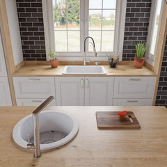 ALFI 27" x 18" Fireclay Undermount / Drop In Firelcay Kitchen Sink - ABF2718UD - The Home Selection