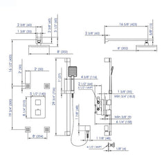 ALFI 3 Way Thermostatic Shower Set with Body Sprays - AB2287 - The Home Selection