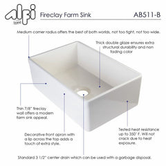 ALFI 30" Farm Sink With Lip Single Bowl Design for Kitchen - AB511 - The Home Selection