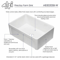 ALFI 30" Reversible Single Fireclay Farmhouse Kitchen Sink - AB3020SB - The Home Selection