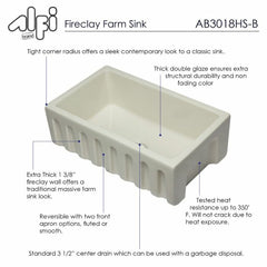 ALFI 30" Reversible Smooth/Fluted Single Fireclay Farm Sink - AB3018HS - The Home Selection