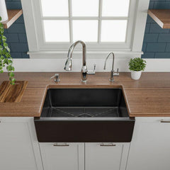 ALFI 30" Reversible Smooth/Fluted Single Fireclay Farm Sink - AB3018HS - The Home Selection