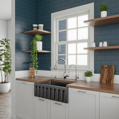 ALFI 30" Reversible Smooth/Fluted Single Fireclay Farm Sink - AB3018HS - The Home Selection
