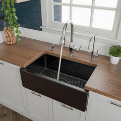 ALFI 30" Reversible Smooth/Fluted Single Fireclay Farm Sink - AB3018HS - The Home Selection