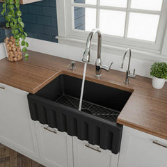 ALFI 30" Reversible Smooth/Fluted Single Fireclay Farm Sink - AB3018HS - The Home Selection