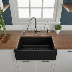 ALFI 30" Reversible Smooth/Fluted Single Fireclay Farm Sink - AB3018HS - The Home Selection