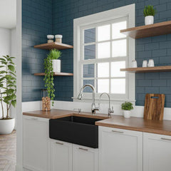 ALFI 30" Reversible Smooth/Fluted Single Fireclay Farm Sink - AB3018HS - The Home Selection