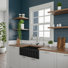 ALFI 30" Reversible Smooth/Fluted Single Fireclay Farm Sink - AB3018HS - The Home Selection