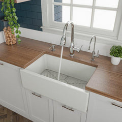 ALFI 30" Reversible Smooth/Fluted Single Fireclay Farm Sink - AB3018HS - The Home Selection