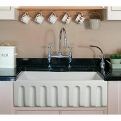 ALFI 30" Reversible Smooth/Fluted Single Fireclay Farm Sink - AB3018HS - The Home Selection