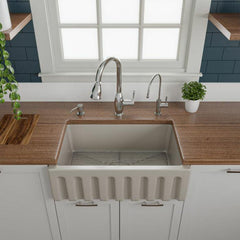 ALFI 30" Reversible Smooth/Fluted Single Fireclay Farm Sink - AB3018HS - The Home Selection