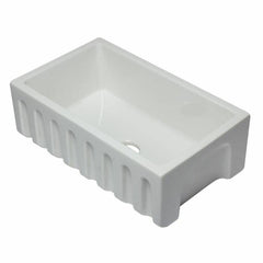 ALFI 30" Reversible Smooth/Fluted Single Fireclay Farm Sink - AB3018HS - The Home Selection