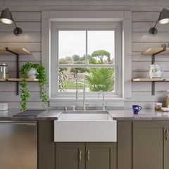 ALFI 30" Smooth Solid Thick Wall Fireclay One Bowl Farm Sink - AB3018SB - The Home Selection