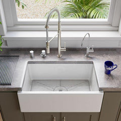 ALFI 30" Smooth Solid Thick Wall Fireclay One Bowl Farm Sink - AB3018SB - The Home Selection