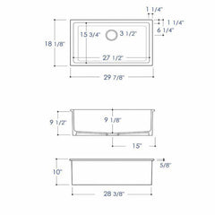 ALFI 30" Undermount / Drop In Fireclay Kitchen Sink - AB3018UD - The Home Selection