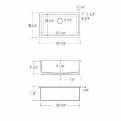 ALFI 30" Undermount / Drop In Fireclay Kitchen Sink - AB3018UD - The Home Selection