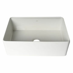 ALFI 30" White Smooth Apron Workstation Step Rim Fireclay Farm Sink with Accessories - ABFS3020-W - The Home Selection
