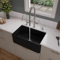 ALFI 30" x 18" Smooth Apron Single Bowl Fireclay Farm Sink - ABF3018 - The Home Selection