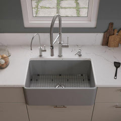 ALFI 30" x 18" Smooth Apron Single Bowl Fireclay Farm Sink - ABF3018 - The Home Selection