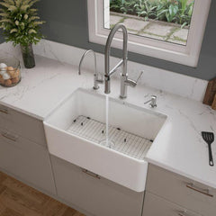 ALFI 30" x 18" Smooth Apron Single Bowl Fireclay Farm Sink - ABF3018 - The Home Selection