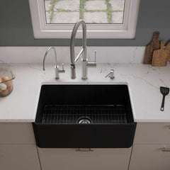 ALFI 30" x 18" Smooth Apron Single Bowl Fireclay Farm Sink - ABF3018 - The Home Selection