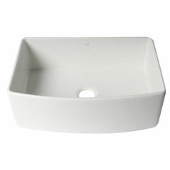 ALFI 30" x 20" White Smooth Curved Apron Single Bowl Fireclay Farm Sink with Grid - ABFC3020-W - The Home Selection