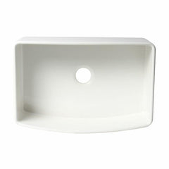 ALFI 30" x 20" White Smooth Curved Apron Single Bowl Fireclay Farm Sink with Grid - ABFC3020-W - The Home Selection