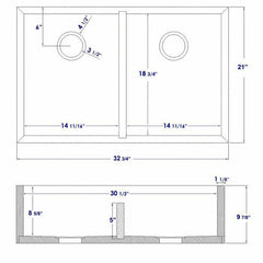 ALFI 33'' Double Bowl Apron Front Farm Bamboo Kitchen Sink - AB3321 - The Home Selection