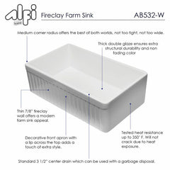 ALFI 33" Single Bowl Fluted Fireclay Farm Sink - AB532 - The Home Selection
